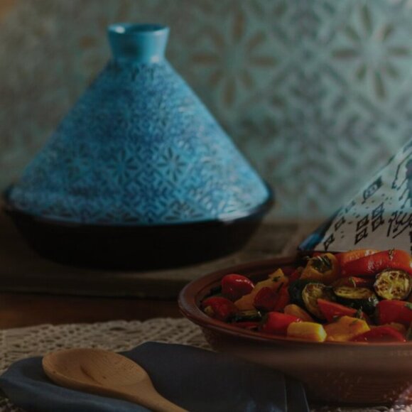 World Market Blue Tile Terracotta Tagine Lid - Picture 3 of 6